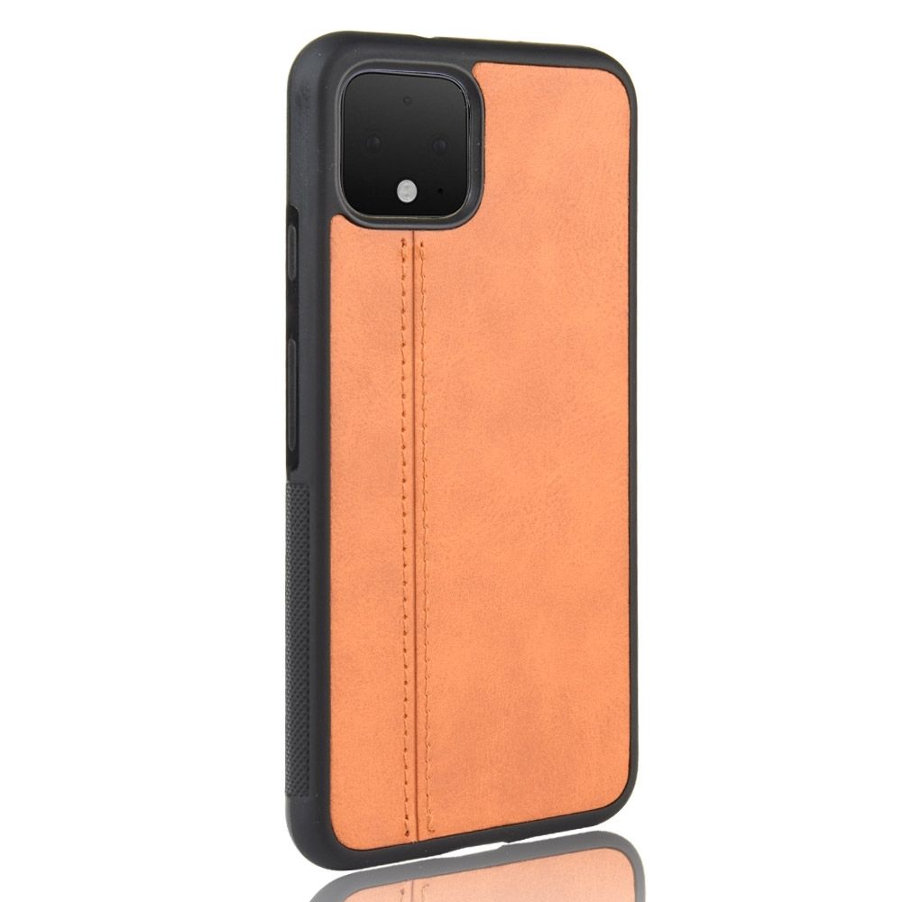 For Google Pixel 4 XL Shockproof Sewing Cow Pattern Skin PC + PU + TPU Case(Orange)