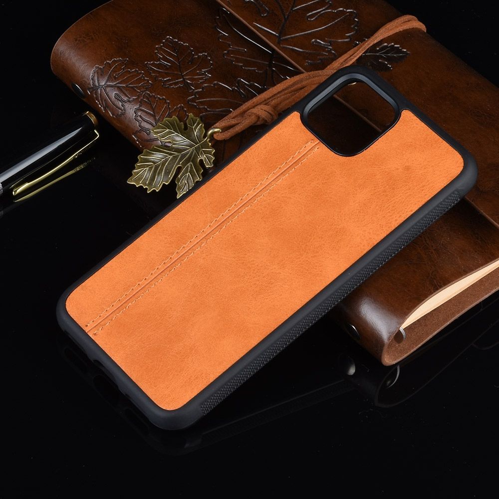 For Google Pixel 4 XL Shockproof Sewing Cow Pattern Skin PC + PU + TPU Case(Orange)