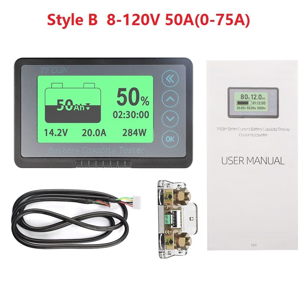 TF03K DC 8-120V 50A/100A/350A/500A Battery Capacity Tester