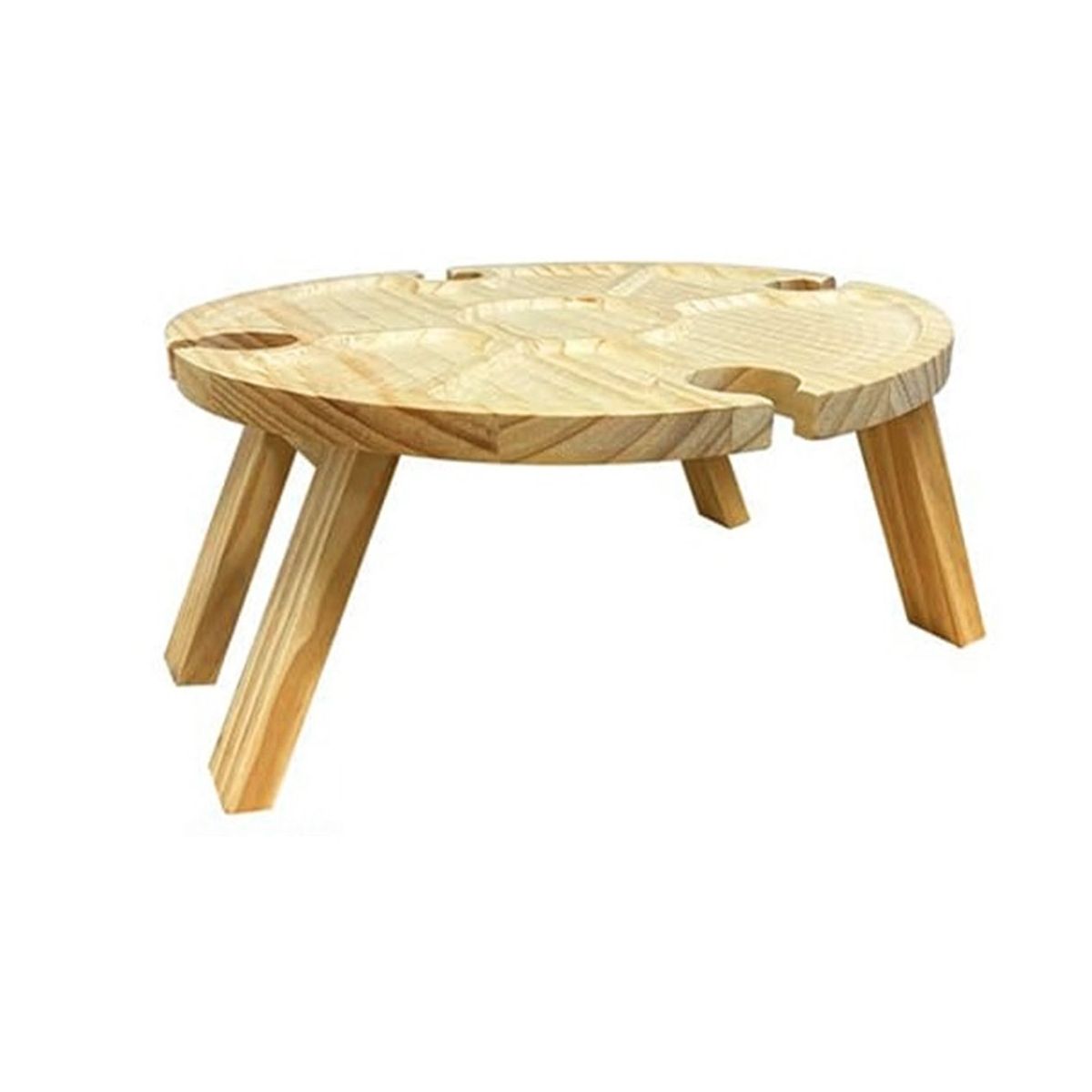 Wooden Folding Picnic Table with  Glass Holder - 2 in 1, Large