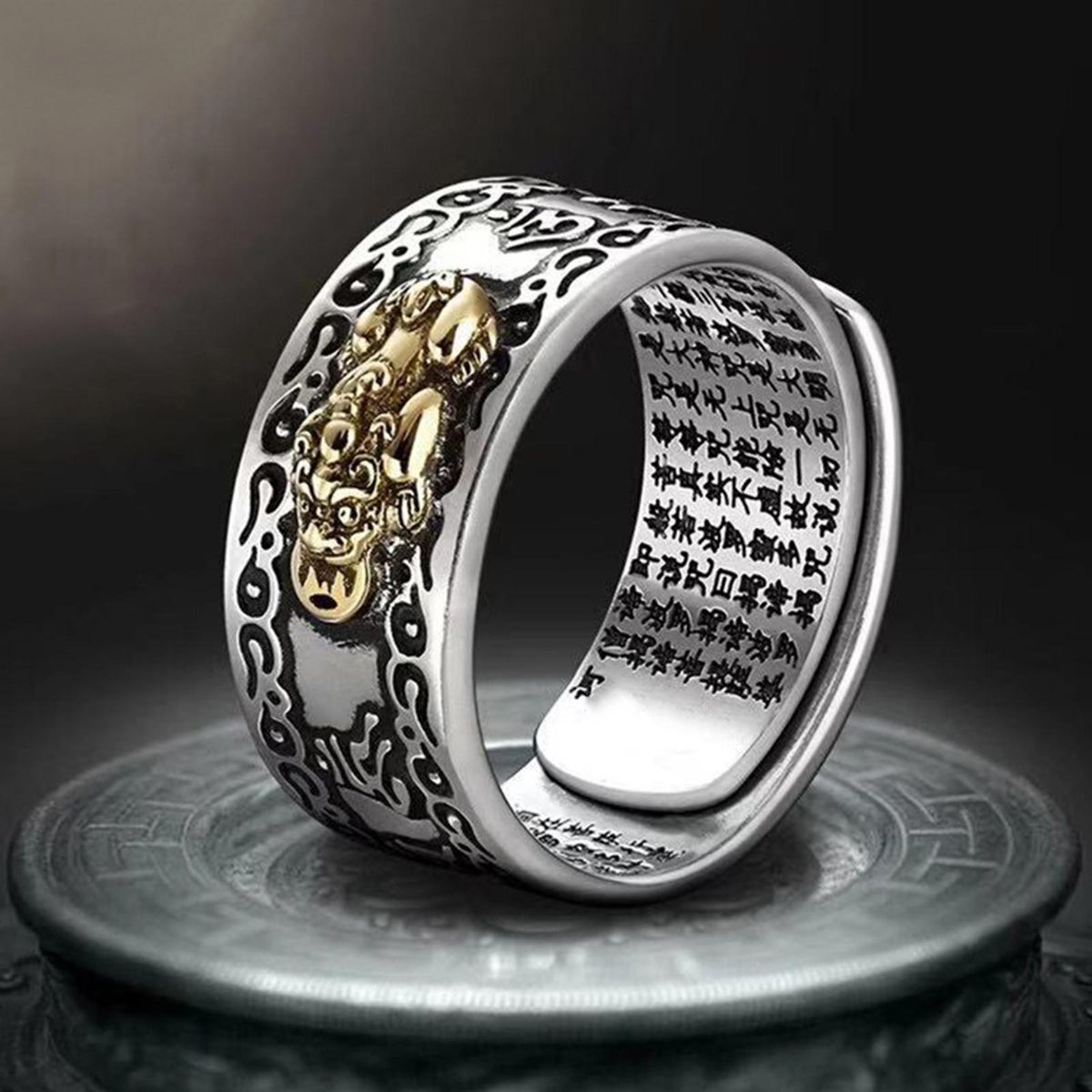 Men Ring Ancient God Beast Metal Ring Golden