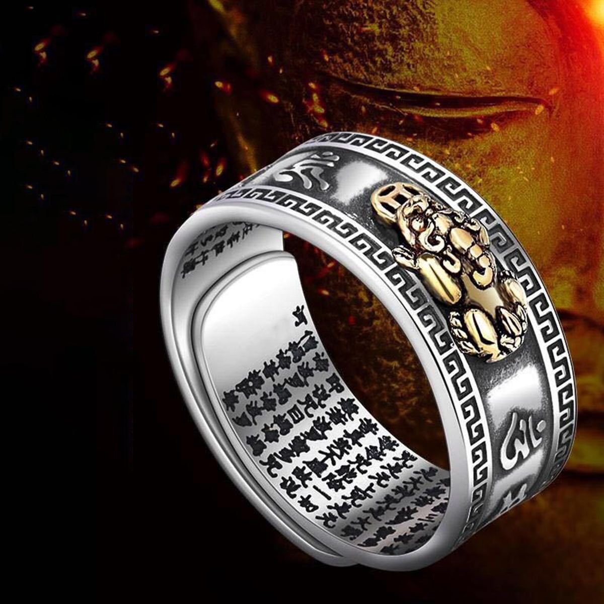 Men Ring Ancient God Beast Metal Ring Golden