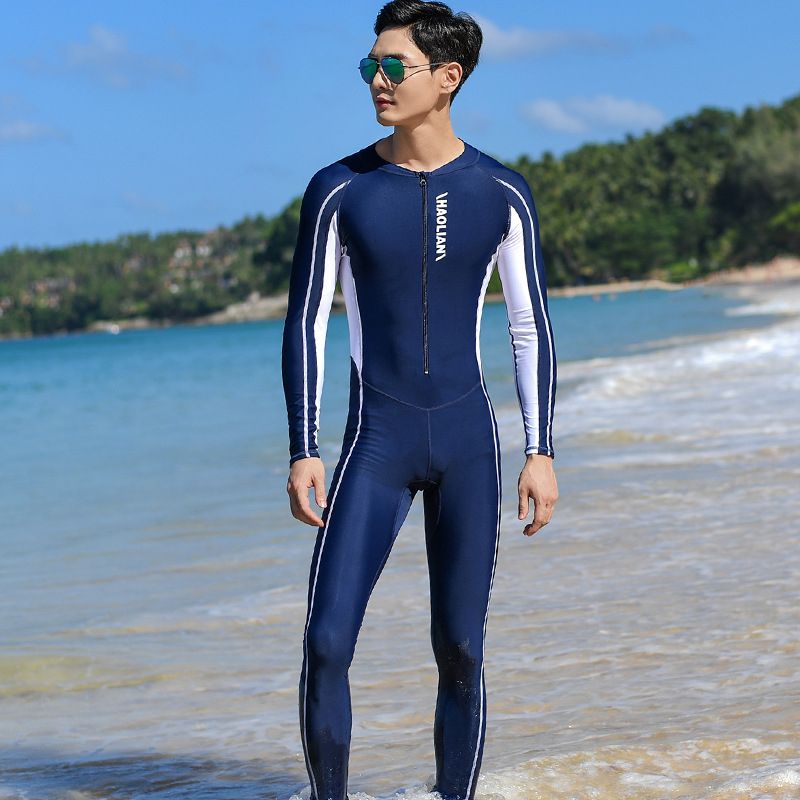 Long Sleeved Sunscreen Professional Swimsuit Men's And Women's Conservative One-piece Oversized