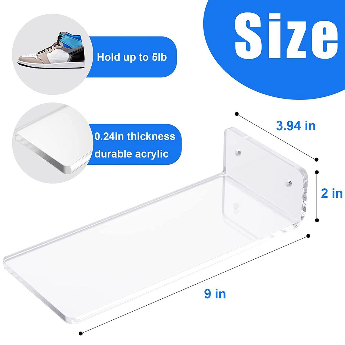 6 Pack Floating Shoe DisplayShelves Wall Mount Levitating Shoe Display Stand for Sneaker or Shoes Box
