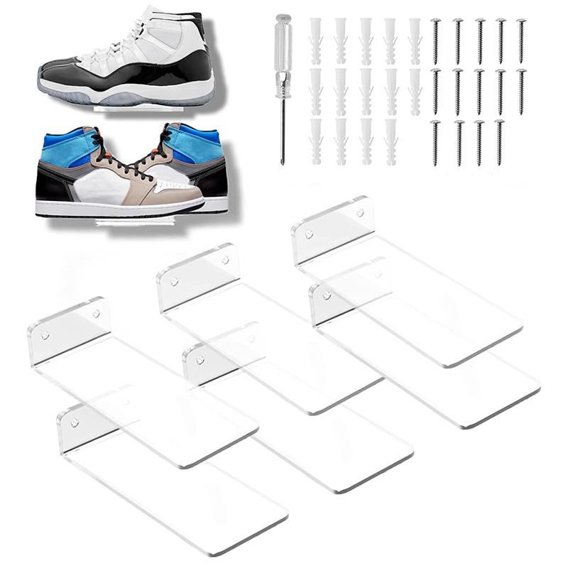 6 Pack Floating Shoe DisplayShelves Wall Mount Levitating Shoe Display Stand for Sneaker or Shoes Box