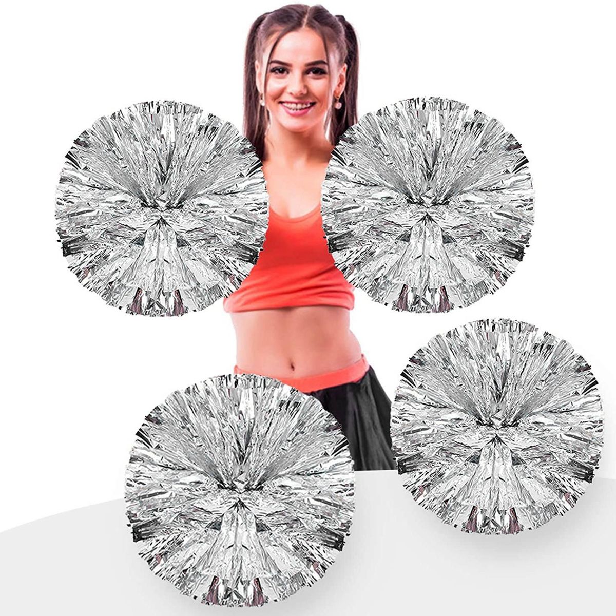 4 Pack Pom Poms Cheerleading Cheerleader Pom Poms for