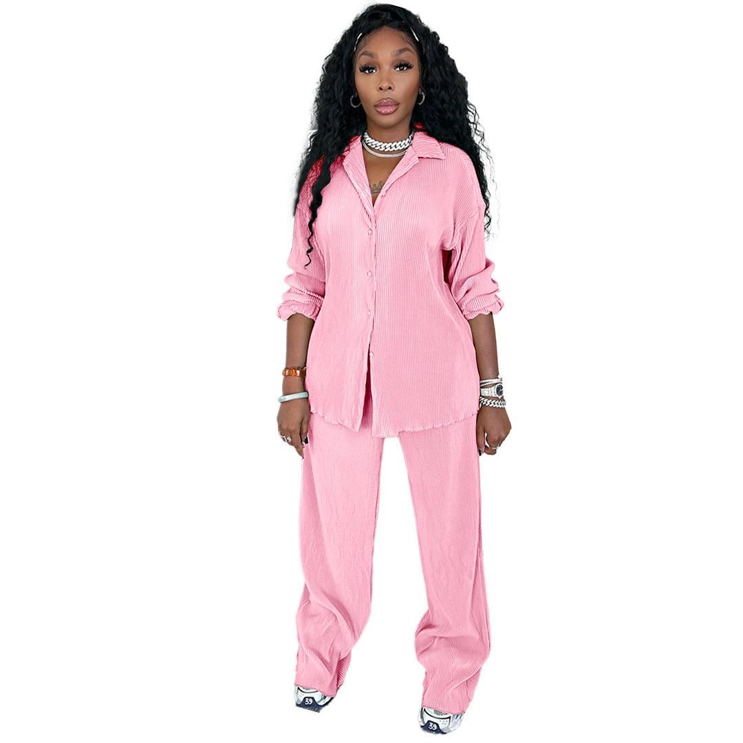 Fashionable and Comfortable Pleated Wide Leg Pants Set