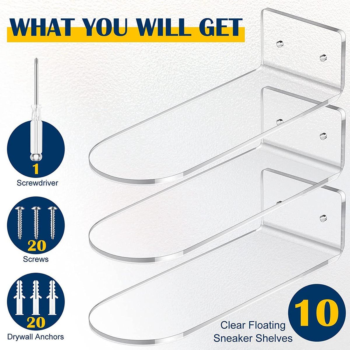 10Pcs Floating Shoe Display,Sneaker Shelves Wall Mount