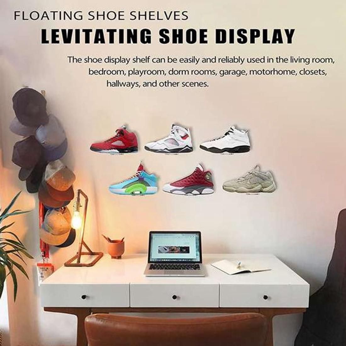 Floating Shoe Display Shelves for Wall Mount Set of 2 -