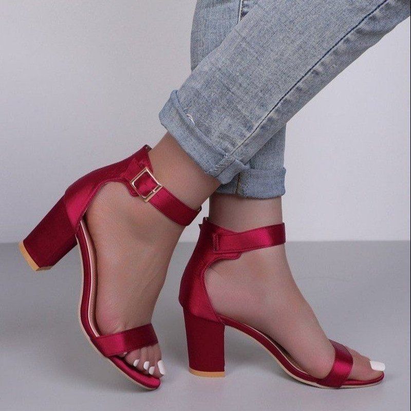 Women Fashion Open Toe Suede Leather High Platform Chunky Heel Sandals Orange Pink Red Thick High Heel Sandals Heels(#Black)