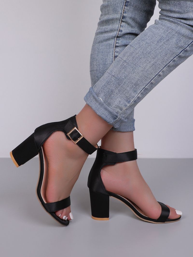 Women Fashion Open Toe Suede Leather High Platform Chunky Heel Sandals Orange Pink Red Thick High Heel Sandals Heels(#Black)