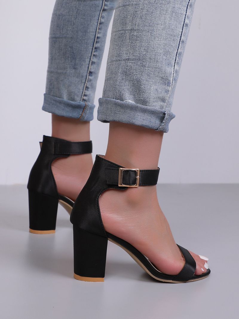 Women Fashion Open Toe Suede Leather High Platform Chunky Heel Sandals Orange Pink Red Thick High Heel Sandals Heels(#Black)