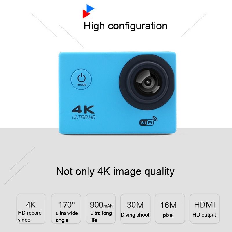 HAMTOD H9A Pro HD 4K WiFi Sport Camera With Remote Control & Waterproof Case, Generalplus 4247, 2.0 Inch LCD Screen, 170 Degree A Wide Angle Lens(Black)