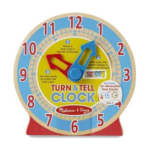 Turn & Tell Wooden Clock With 12+ Reversible Time Cards