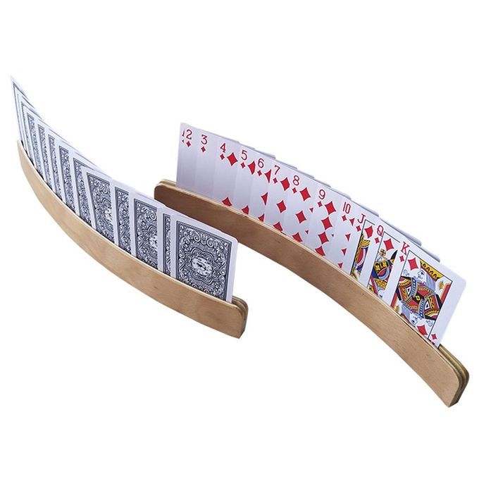 2 Pack Solid Wood Playing Card Holders Rack Bridge Organizer For