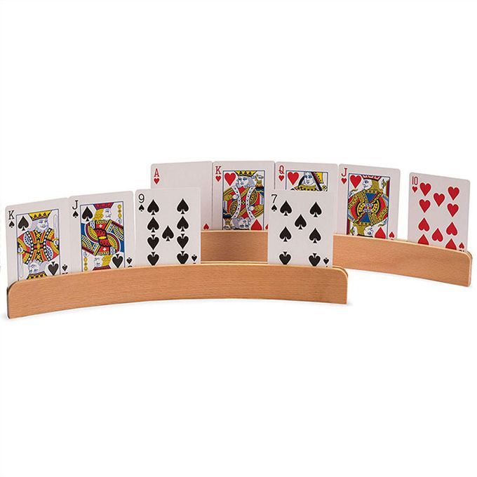2 Pack Solid Wood Playing Card Holders Rack Bridge Organizer For