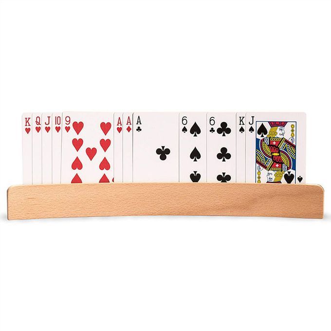 2 Pack Solid Wood Playing Card Holders Rack Bridge Organizer For