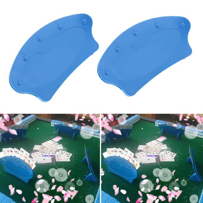 2pcs Blue Hand Free Playing Card Holder For Senior Elderly Adults