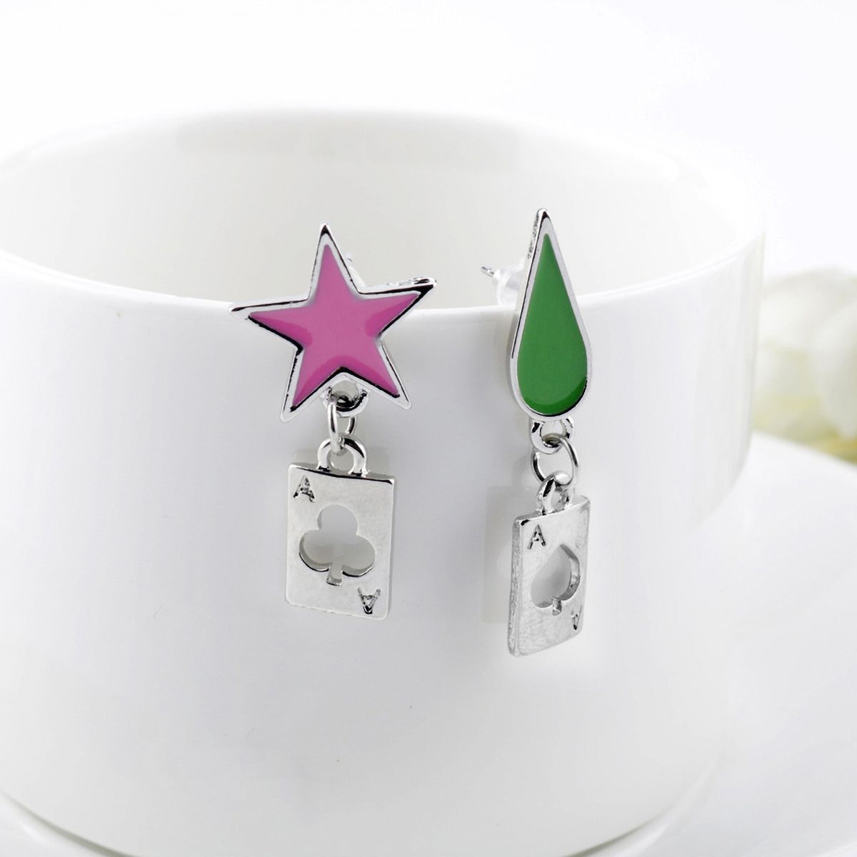 Hunter Anime Cosplay Poker Joker Ear Stud Earring For Hisoka Jewelry Accessories-Golden