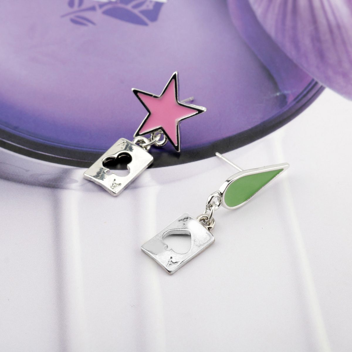 Hunter Anime Cosplay Poker Joker Ear Stud Earring For Hisoka Jewelry Accessories-Golden