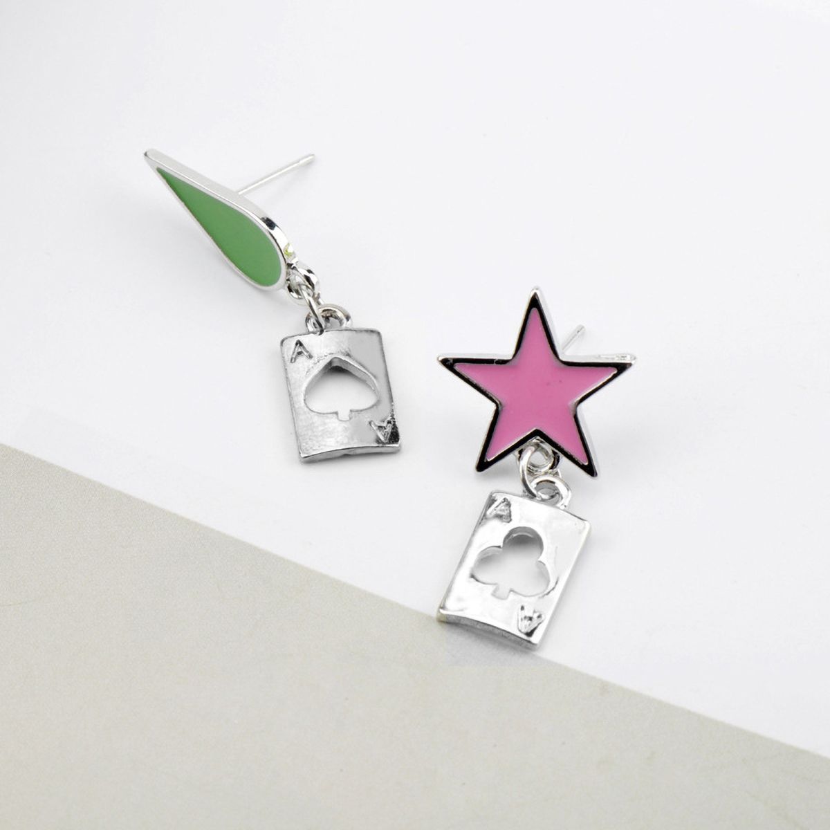 Hunter Anime Cosplay Poker Joker Ear Stud Earring For Hisoka Jewelry Accessories-Golden