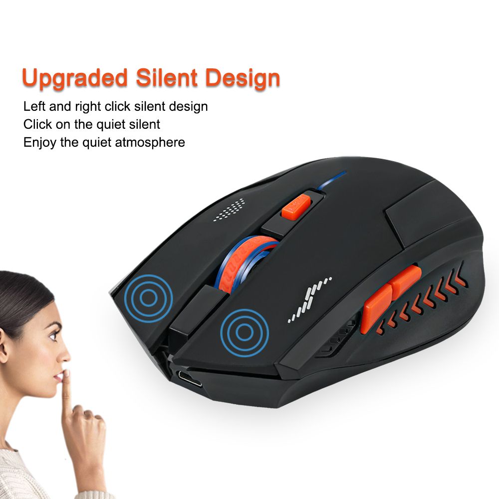 Rechargeable Wireless Mouse 2400DPI 2.4G USB Laser Gaming Mouse