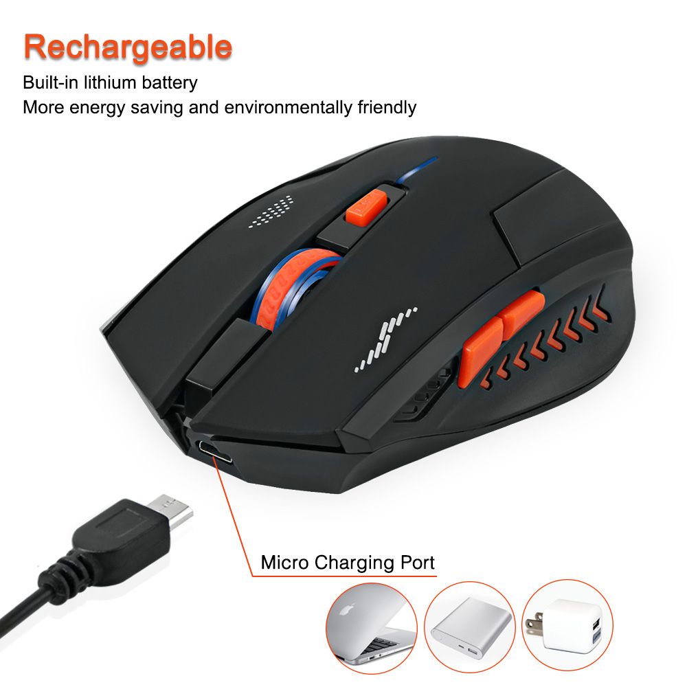 Rechargeable Wireless Mouse 2400DPI 2.4G USB Laser Gaming Mouse