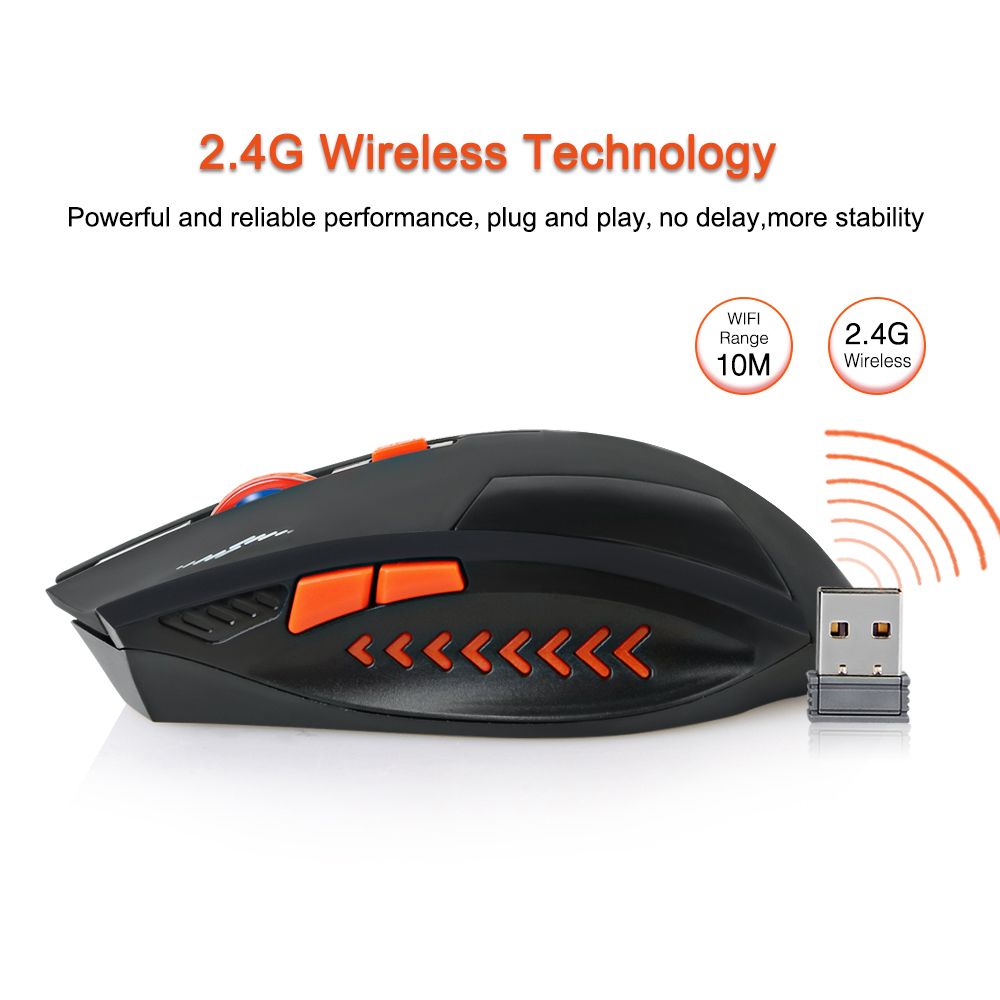 Rechargeable Wireless Mouse 2400DPI 2.4G USB Laser Gaming Mouse