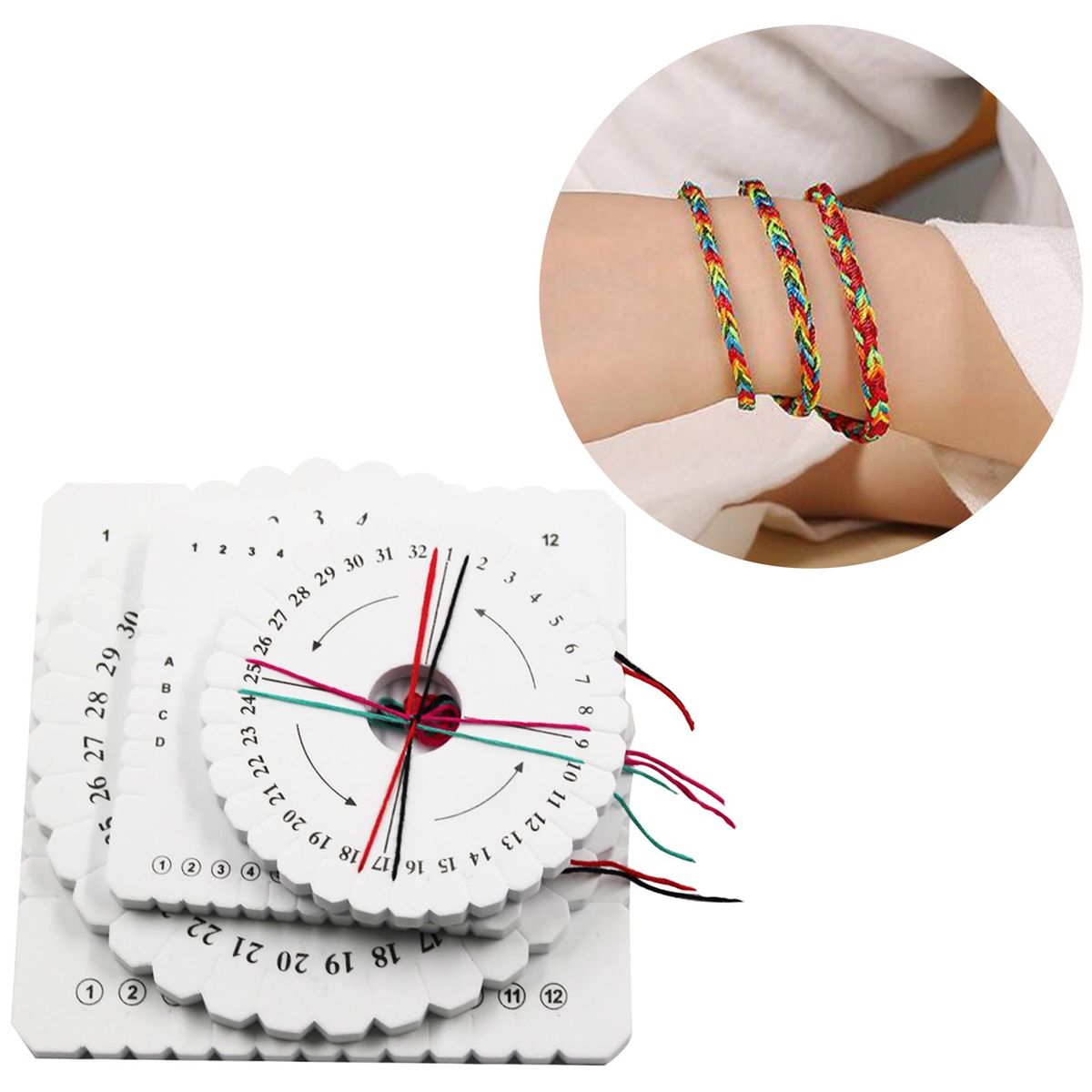 Square Round 4Pcs Handmade Kumihimo Disk Foam Disc Braiding Disk For