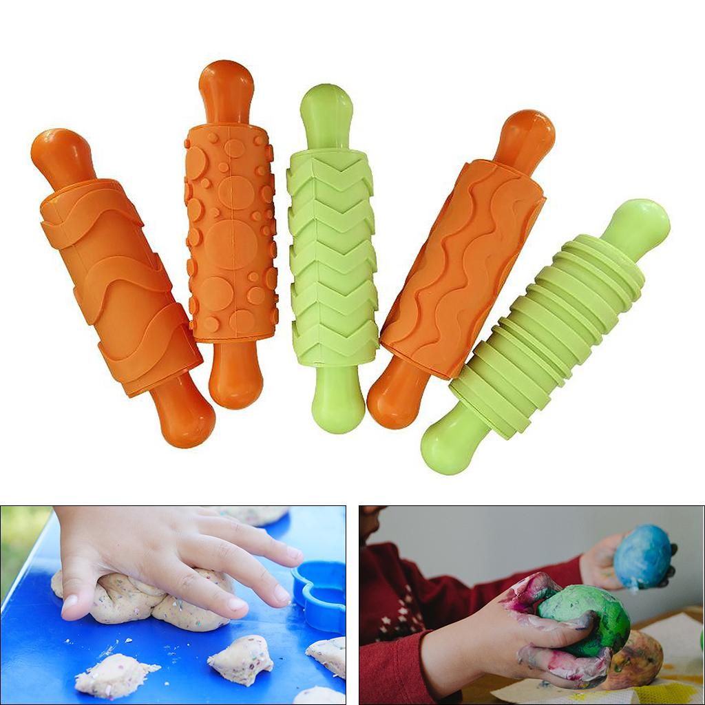 5pcs Rubber Dough Mold Roller Pin DIY Handmade Crafts Plasticines Tool