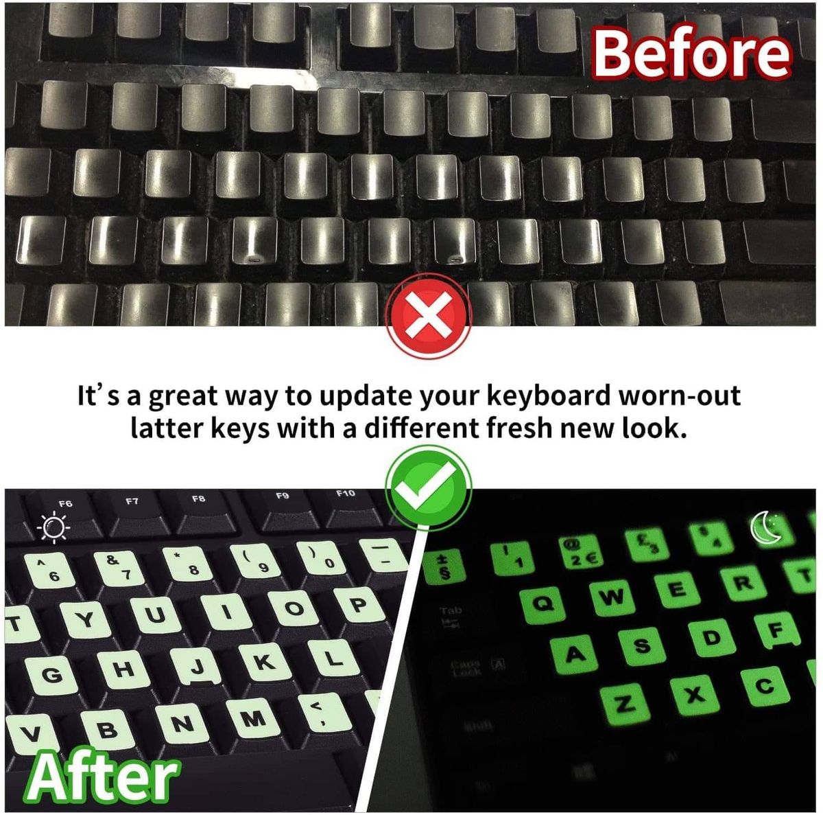 Glow In The Dark Keyboard Light Sticker Wireless Keyboard Backlight