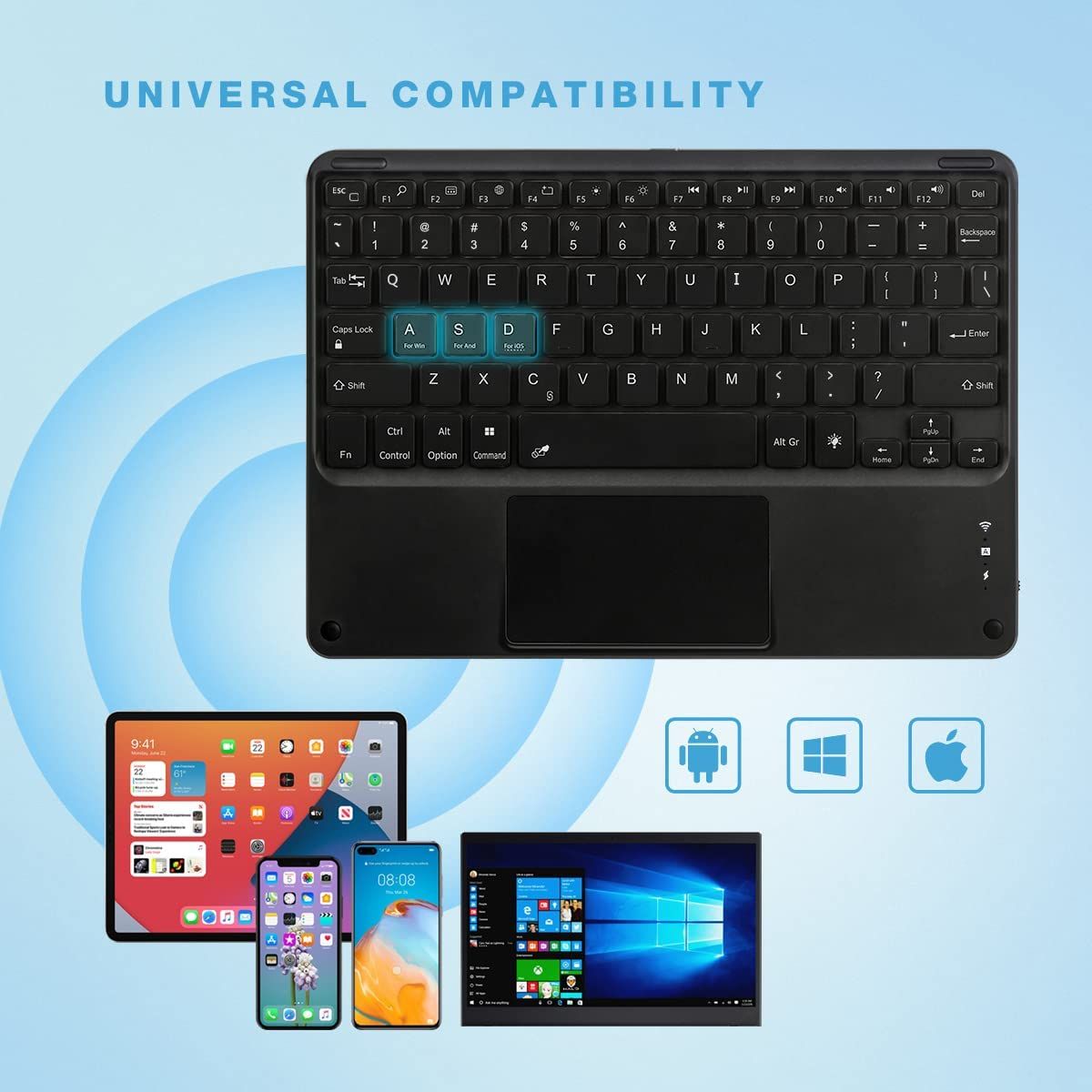 RGB Bluetooth Keyboard For Phones And Tablets.