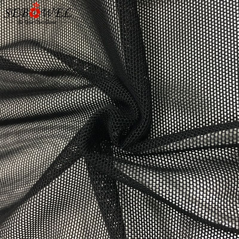 Sexy Black Mesh Deep V Bodysuit Women Plsize Sheer Skinny Long Sleeve Bodysuits Body Jumpsuit Femme Rompe S-XXL(#Black 2)