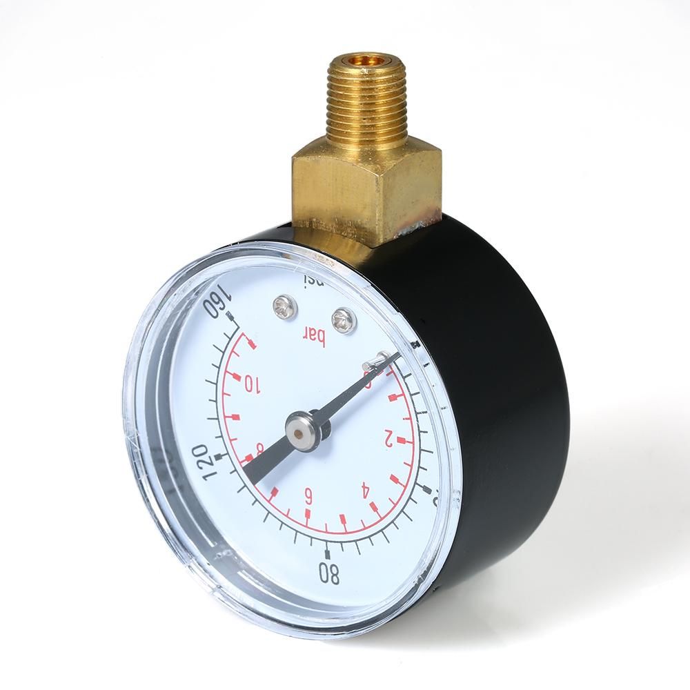 0~160psi 0~11bar Dual Scale Mechanical Pressure Gauge Pool Filter Aquarium Water Air Gas Pressure Gauge Meter 1/8 inch NPT Bottom Mount