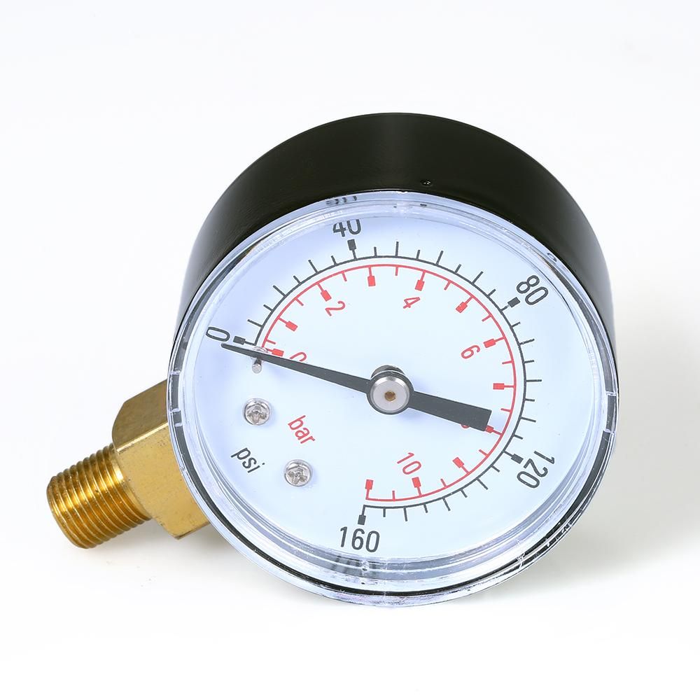 0~160psi 0~11bar Dual Scale Mechanical Pressure Gauge Pool Filter Aquarium Water Air Gas Pressure Gauge Meter 1/8 inch NPT Bottom Mount