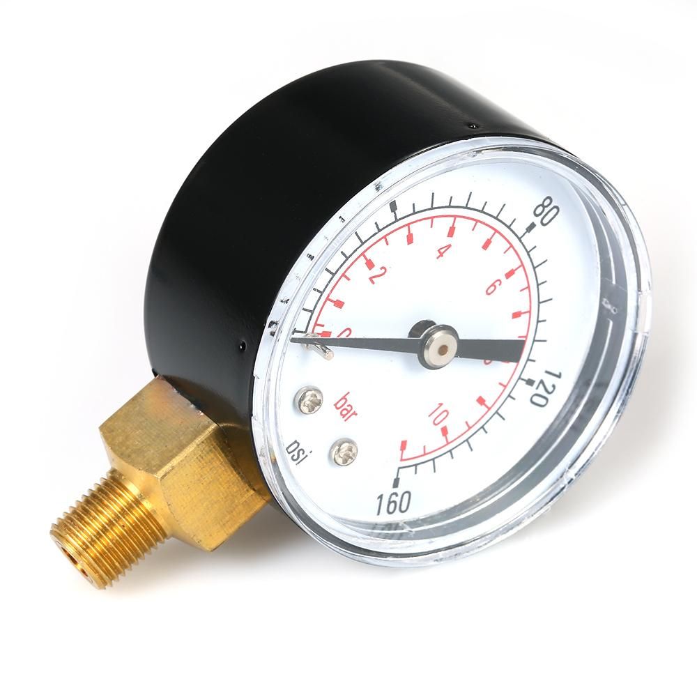 0~160psi 0~11bar Dual Scale Mechanical Pressure Gauge Pool Filter Aquarium Water Air Gas Pressure Gauge Meter 1/8 inch NPT Bottom Mount
