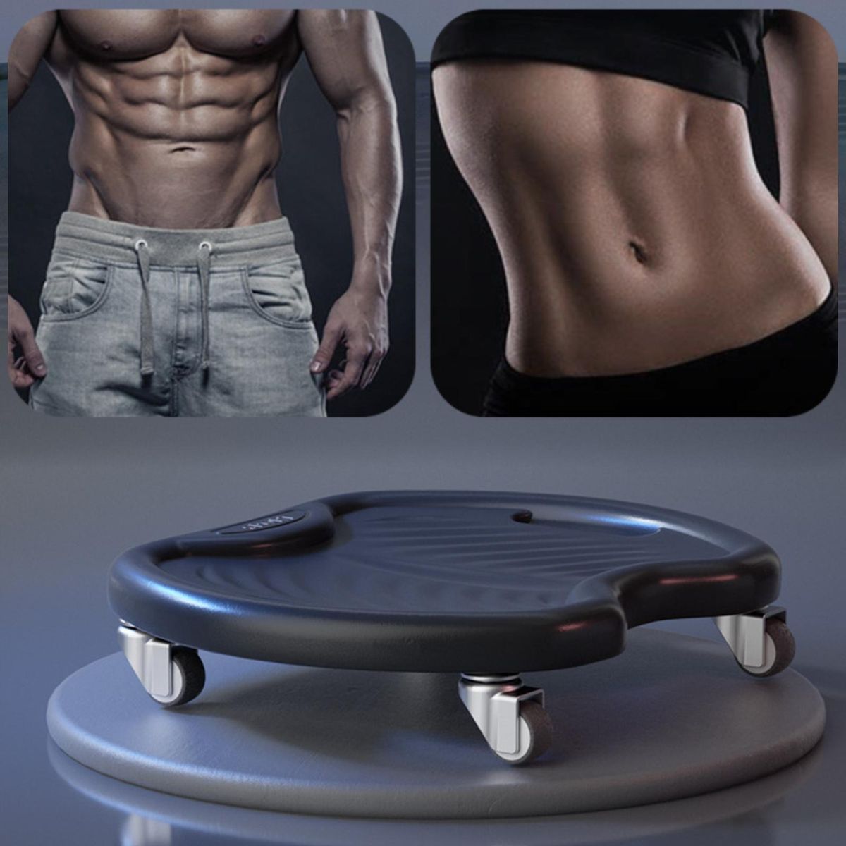 Abs Glide Disc 4-wheel Silent Training Sliding Roller Tray Black
