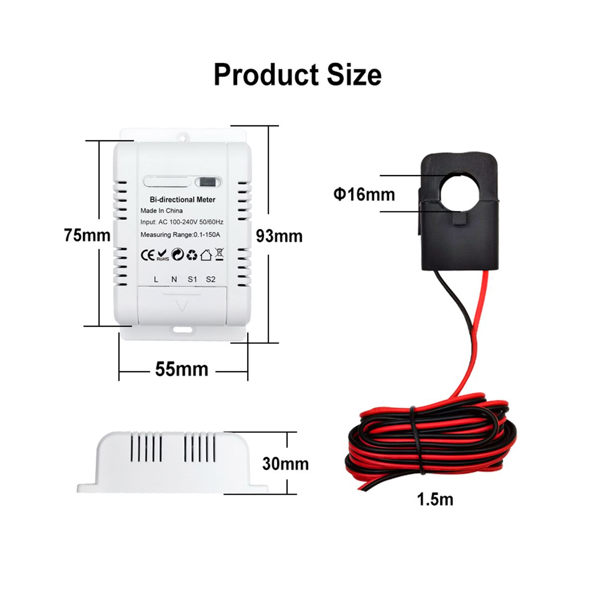 Solar PV Bidirectional Two Way ZigBee Energy Meter with Clamp Current Sensor Tuya KWh Monitor Automation 110V 240VAC