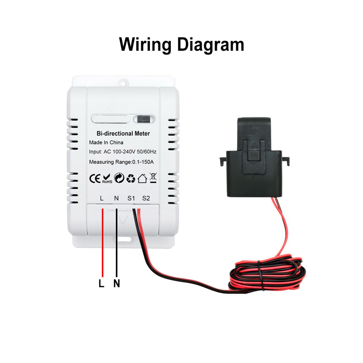 Solar PV Bidirectional Two Way ZigBee Energy Meter with Clamp Current Sensor Tuya KWh Monitor Automation 110V 240VAC