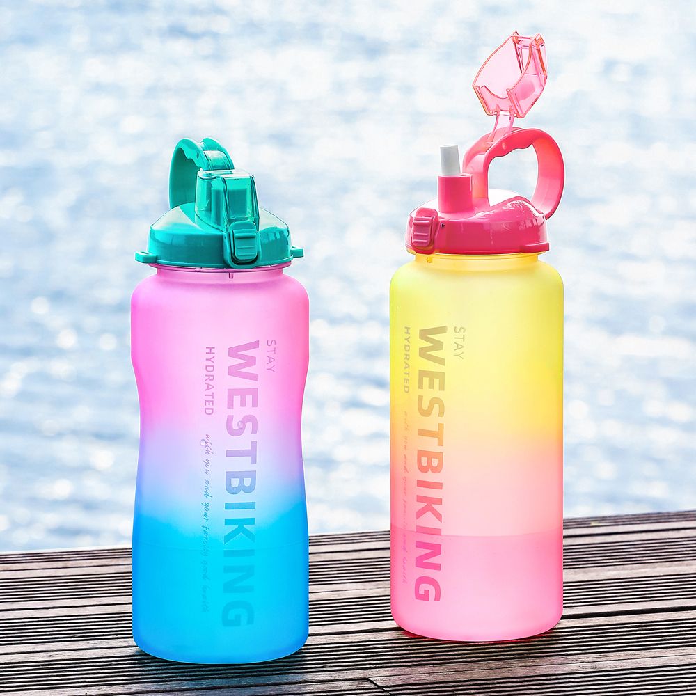 Sports Water Bottle With Straw Camping Hiking Exercise