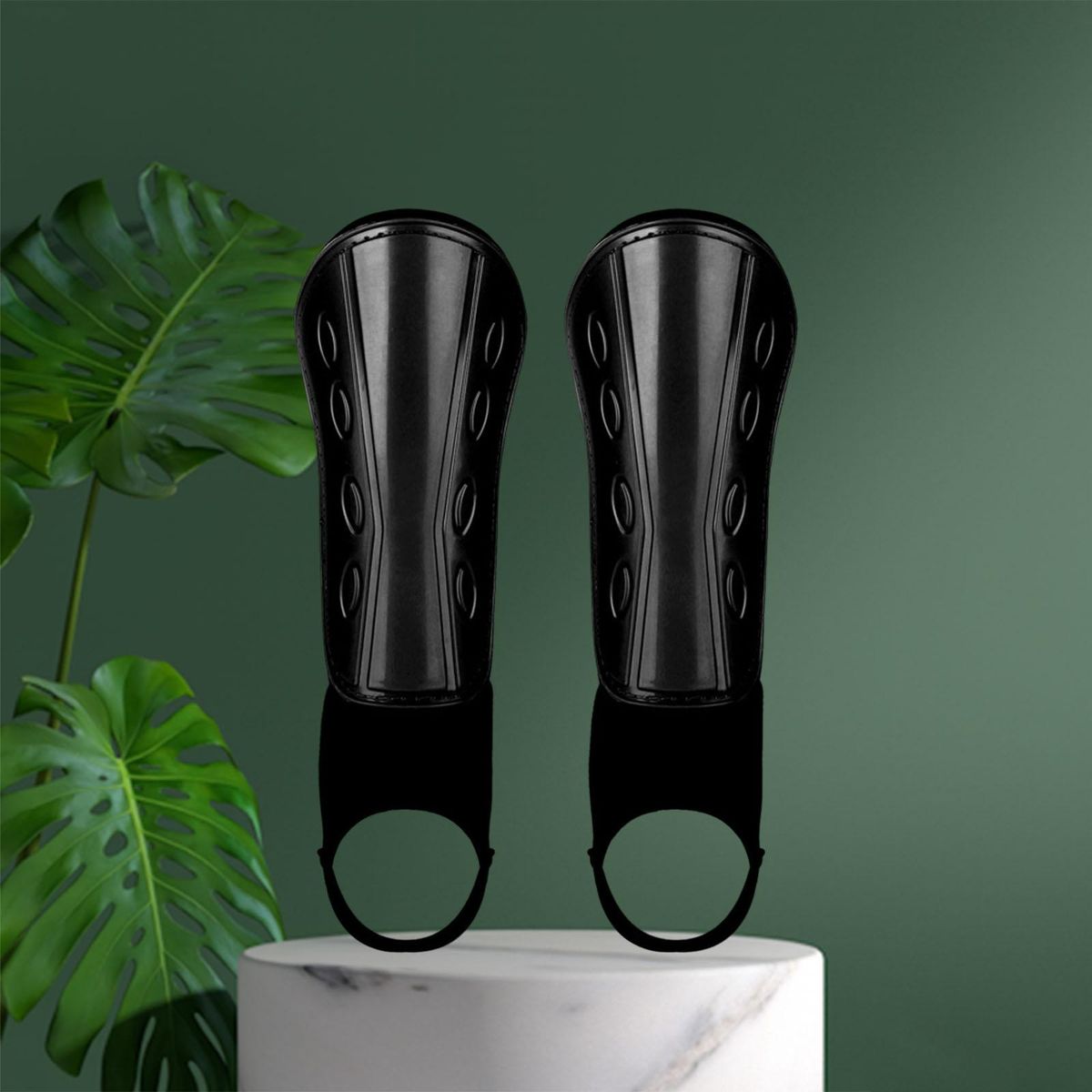 Soccer Shin Guard Children Adult Adjustable Straps Ankle Kids Black