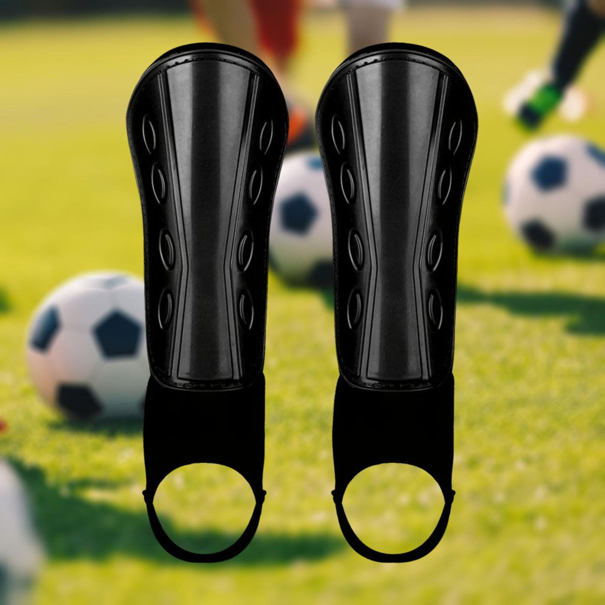 Soccer Shin Guard Children Adult Adjustable Straps Ankle Kids Black