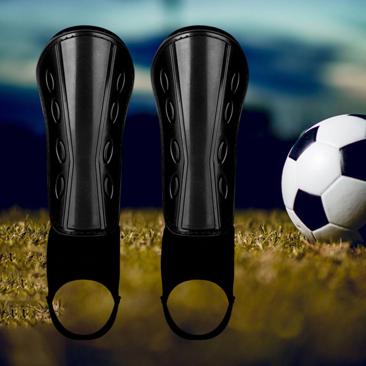Soccer Shin Guard Children Adult Adjustable Straps Ankle Kids Black