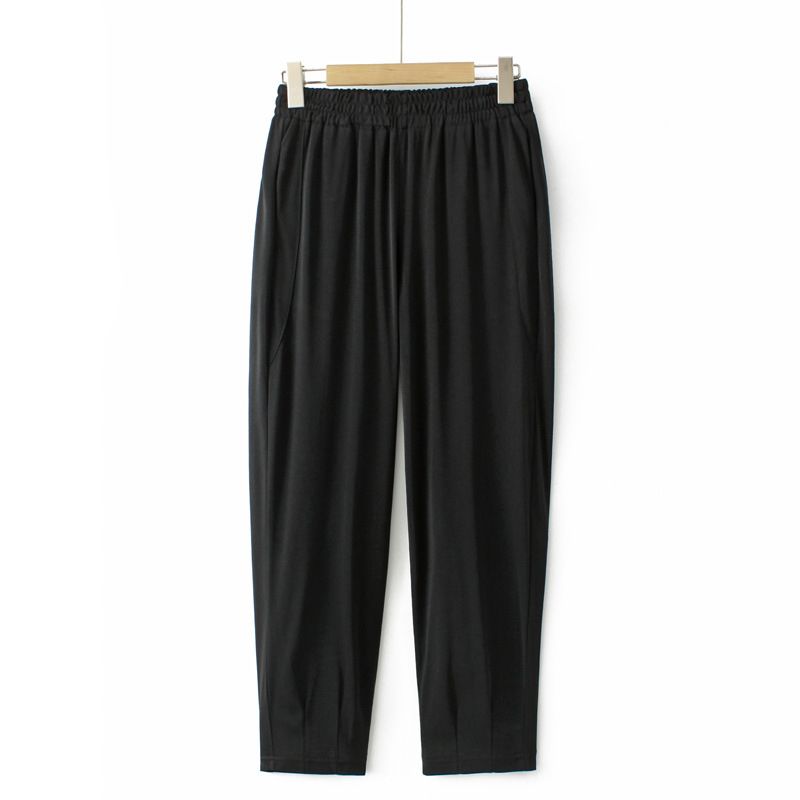 (black)Plus Size Harem Pants Women Clothing Thin Solid Color Casual Cool Bottoms Curve Trousers Summer 2023 SAB