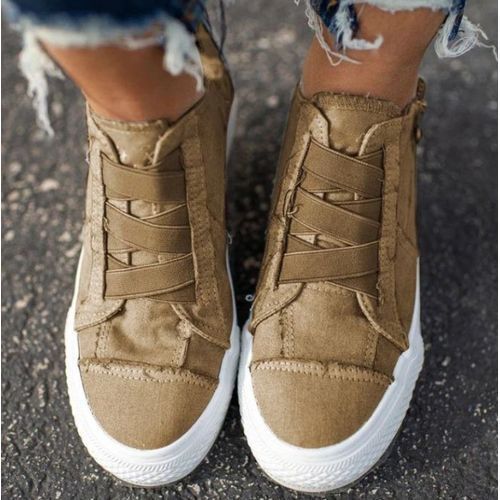 Large Size Sneakers Canvas Women Shoes Lace-free Elastic