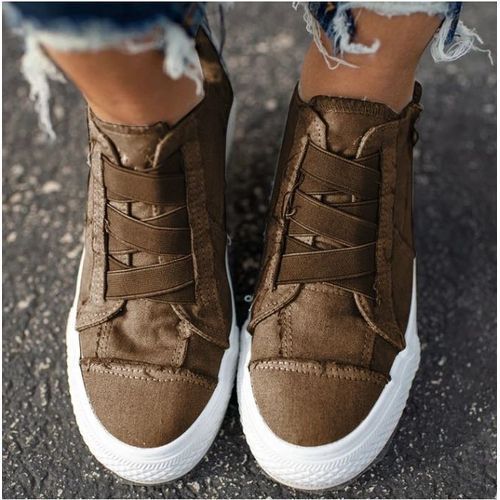Large Size Sneakers Canvas Women Shoes Lace-free Elastic