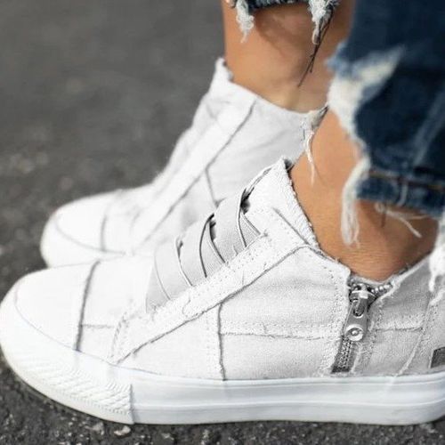 Large Size Sneakers Canvas Women Shoes Lace-free Elastic