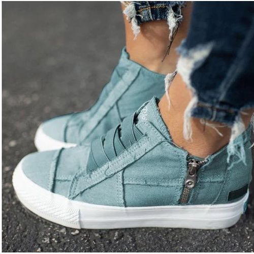 Large Size Sneakers Canvas Women Shoes Lace-free Elastic