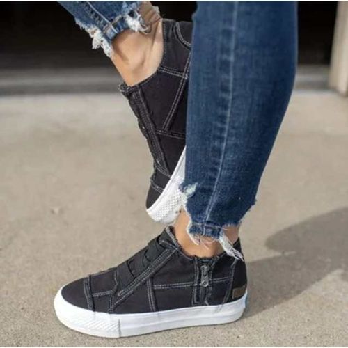 Large Size Sneakers Canvas Women Shoes Lace-free Elastic