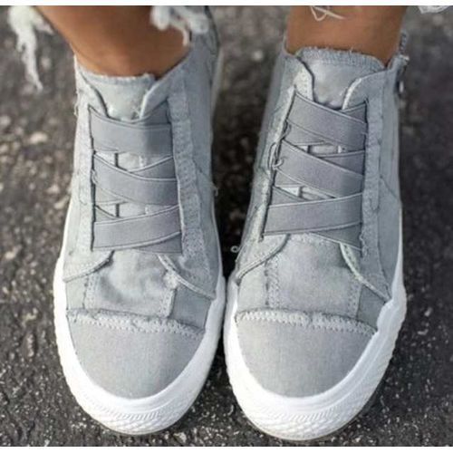 Large Size Sneakers Canvas Women Shoes Lace-free Elastic